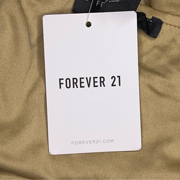 NEW XL Forever 21 Khaki Beige Textured Crop Top Sleeveless Stretch Boho Bohemian - Picture 12 of 13